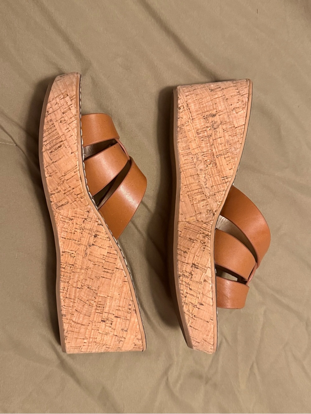 Sam Edelman Women’s Tan Cork Wedge Slide Sandals 8.5